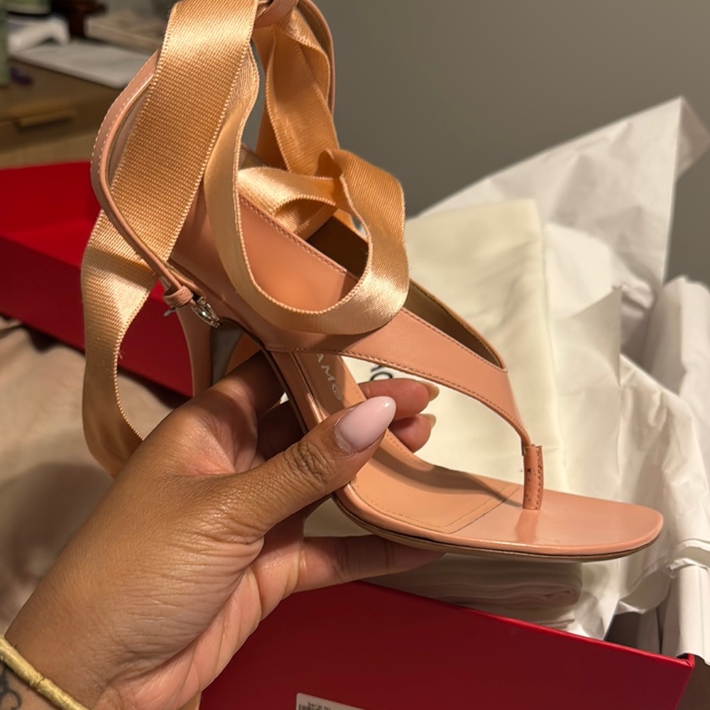 Ferragamo Satin Peach Heels